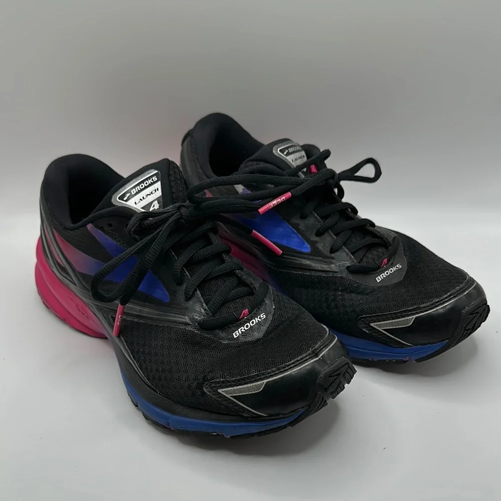Brooks Sz 9 Launch 4 DNA Women's Athletic Shoes - Black, Pink, and Blue